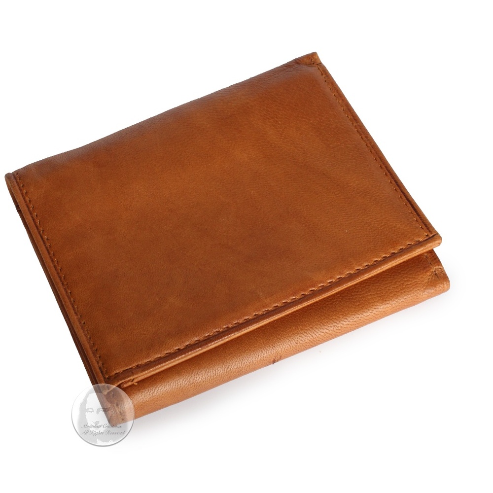 Rolfs Wallet Lambskin Leather Trifold Tan Unisex Vintage